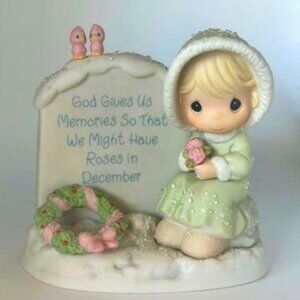 Precious Moments Garden Girl with Bunny Figurine pastel colors